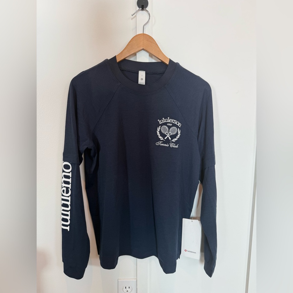 NWT Lululemon Tennis Club Athletica Dark Blue Crew Neck Top Sz 6